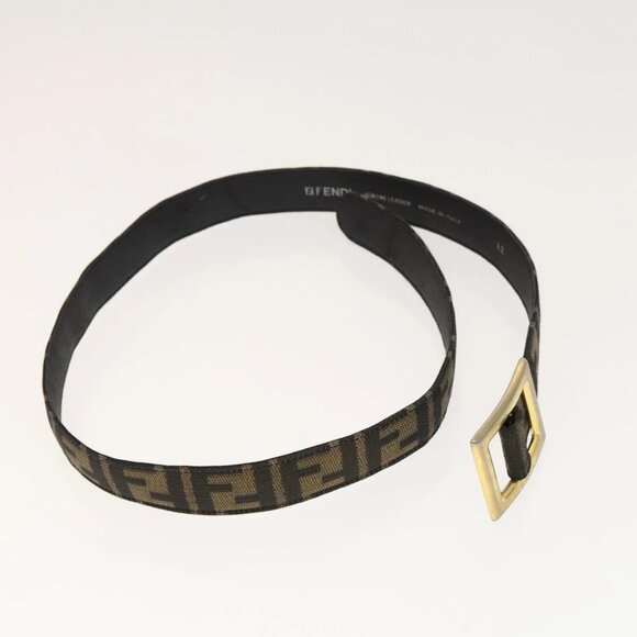 FENDI Zucca Canvas Belt Leather Canvas 2 Set Brown Dark Brown Auth bs25284 - Picture 10 of 13